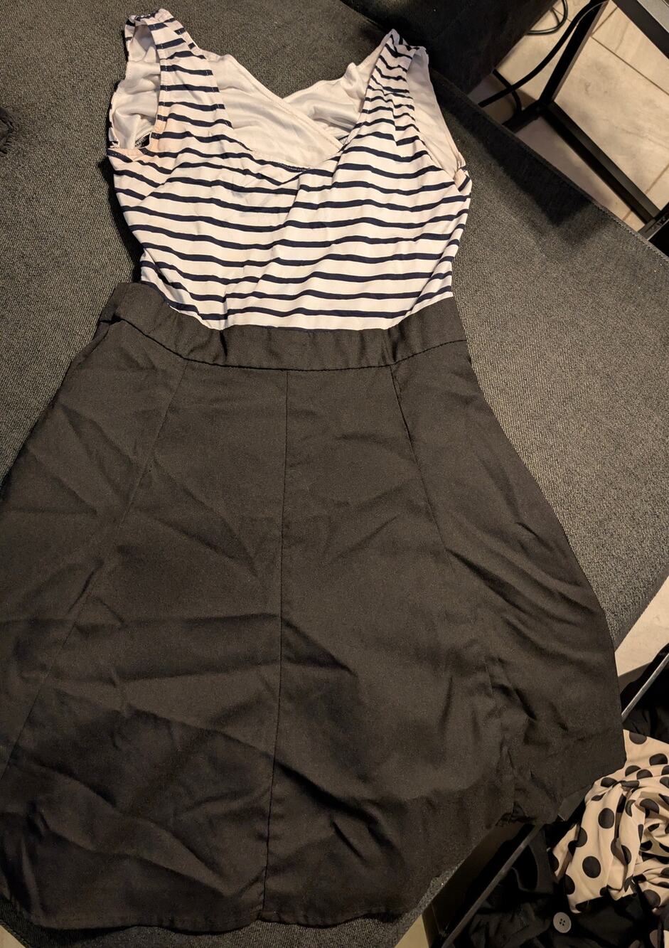 Black and White Striped Bodice Dress Size Small